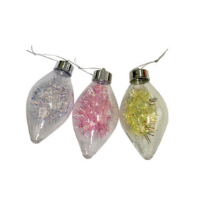 Διάφανη Χριστουγεννιάτικη μπάλα με χρωματιστά διακοσμητικά tinsel