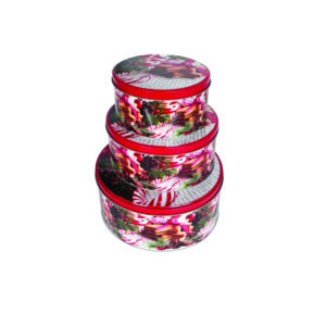 Σετ 3 τσίγγινα στρογγυλά κουτιά αποθήκευσης