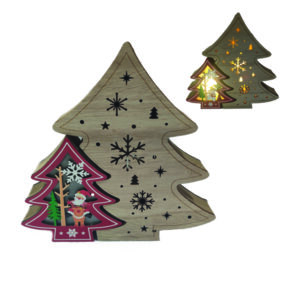 Ξύλινο δεντράκι με φως 18cm