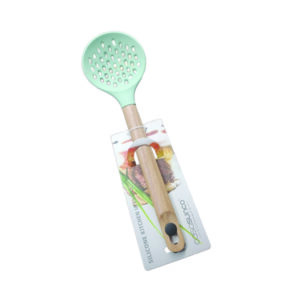 Κουτάλα διάτρητη σιλικόνης με ξύλινη λαβή