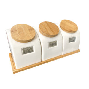 Σετ 3 κεραμικά βάζα για καφέ-ζάχαρη και τσάϊ