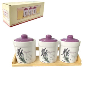 Σετ 3 κεραμικά βάζα για καφέ-ζάχαρη και αλάτι