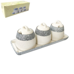 Σετ 3 κεραμικά βάζα για καφέ-ζάχαρη και αλάτι