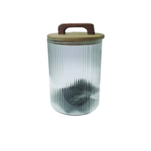 Βάζο γυάλινο με ξύλινο πώμα φ10x 14 cm