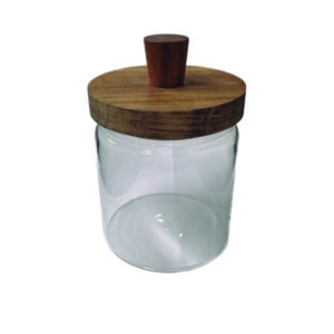 Βάζο γυάλινο με ξύλινο πώμα φ9x 13,5 cm