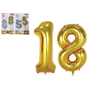 Αλουμινένια μπαλόνια με αριθμούς 0-9 ασημί - χρυσό