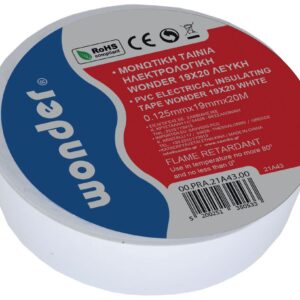 Ταινία μονωτική Wonder λευκή 19mmx20m
