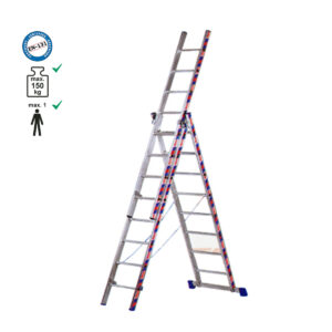 Σκάλα επαγγελματική αλουμινίου τριπλή - 3*07 σκαλιά ύψος Α/Β/Γ:2,00m/3,00m/4,50m.