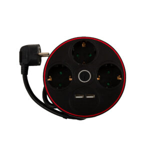 GEYER Πολύπριζο μαύρο με διακόπτη 3 θέσεις & 2xUSB GNBKU03/E