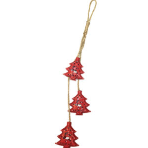 Κόκκινο μεταλλικό κρεμαστό Χριστουγεννιάτικο στολίδι έλατο