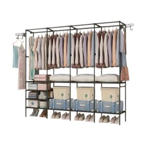 Κρεμάστρα δαπέδου με ράφια 4 στηλών - YH6602-4 - 114050 - Black