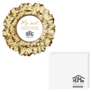 Κορνίζα Polyresin Στρογγυλή Χρυσή φ11cm ø11cm Homie 321905