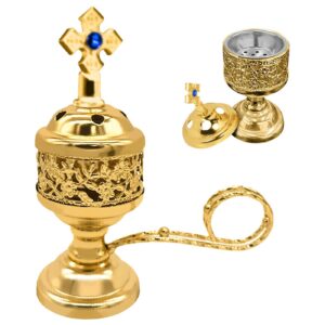 Θυμιατό Λιβανιστήρι Εκκλησιαστικό Μεταλλικό Χρυσό 14x ø5,5cm Homie 322030