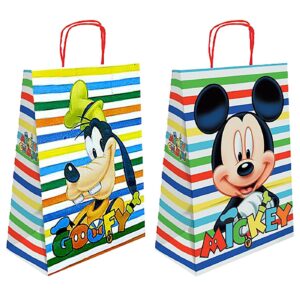 Τσάντα Δώρου Χάρτινη Mickey Άσπρη με Ρίγες (32cm) 32x24x10cm Disney