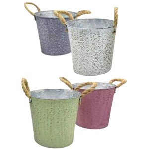 Γλαστράκι-Κασπώ Μεταλλικό Σχέδιο Μαργαρίτες ø18x17cm Homie 423088