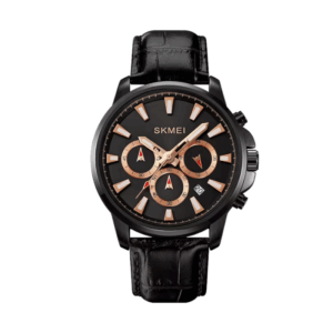 Aναλογικό ρολόι χειρός – Skmei - 2071 - Black-Gold/Leather Black