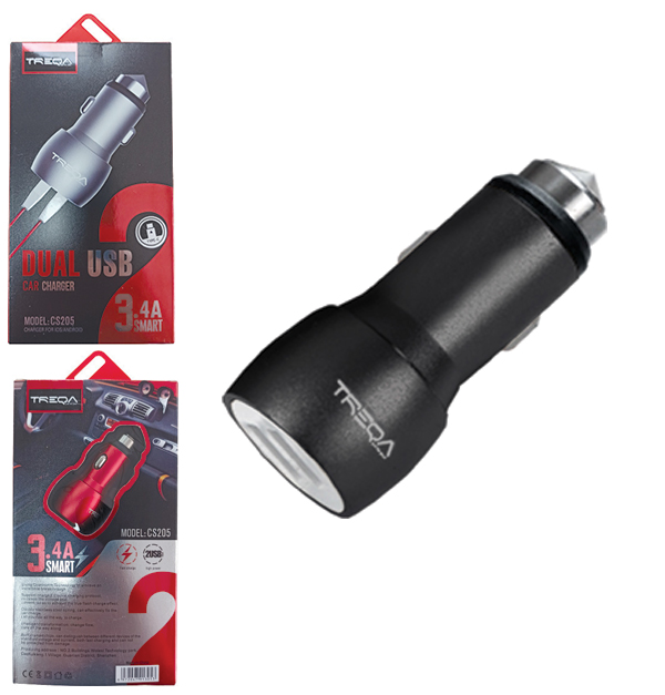 Treqa Φορτιστής Αυτοκινήτου CS-205 3.4A με Θύρες: 2xusb με καλώδιο sam/ Micro usb