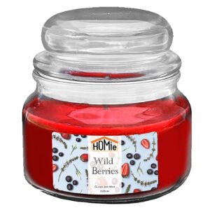 Κερί Wild Berries σε Βάζο με Καπάκι Μεσαίο 35h 226gr Net, 10x9,5cm Homie 57473