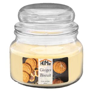 Κερί Ginger Biscuit σε Βάζο με Καπάκι Μεσαίο 35h 226gr Net, 10x9,5cm Homie 57474