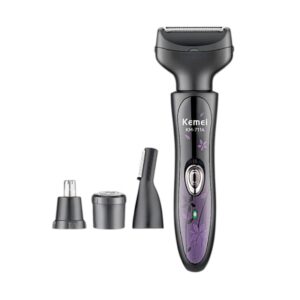 Ξυριστική μηχανή προσώπου-σώματος - 4 in 1 - KM-7114 - Kemei - Black