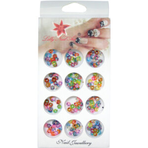 Κασετίνα με διακοσμητικά στρασάκια νυχιών πολύχρωμες μαργαρίτες