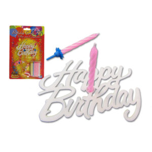 Σετ 8 κεράκια γενεθλίων και βάση Happy Birthday