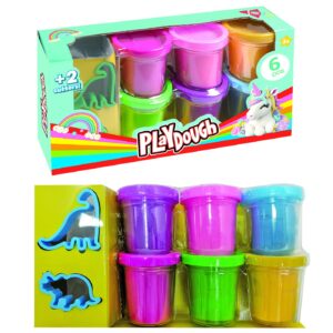 Ζυμαράκια 6 Βαζάκια με Καλούπια Δεινόσαυρος 336gr Net(6x56), 22x12x5,5cm JustNote 703335