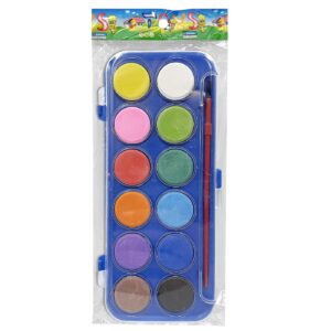 Νερομπογιά 12χρωματων με Πινέλο 21x9cm JustNote 7086