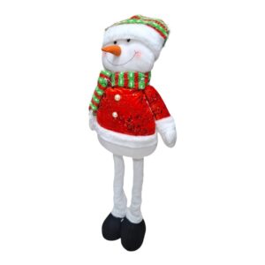 Χριστουγεννιάτικη λούτρινη κούκλα Χιονάνθρωπος με πτυσσόμενα πόδια - MY93101B - 501418