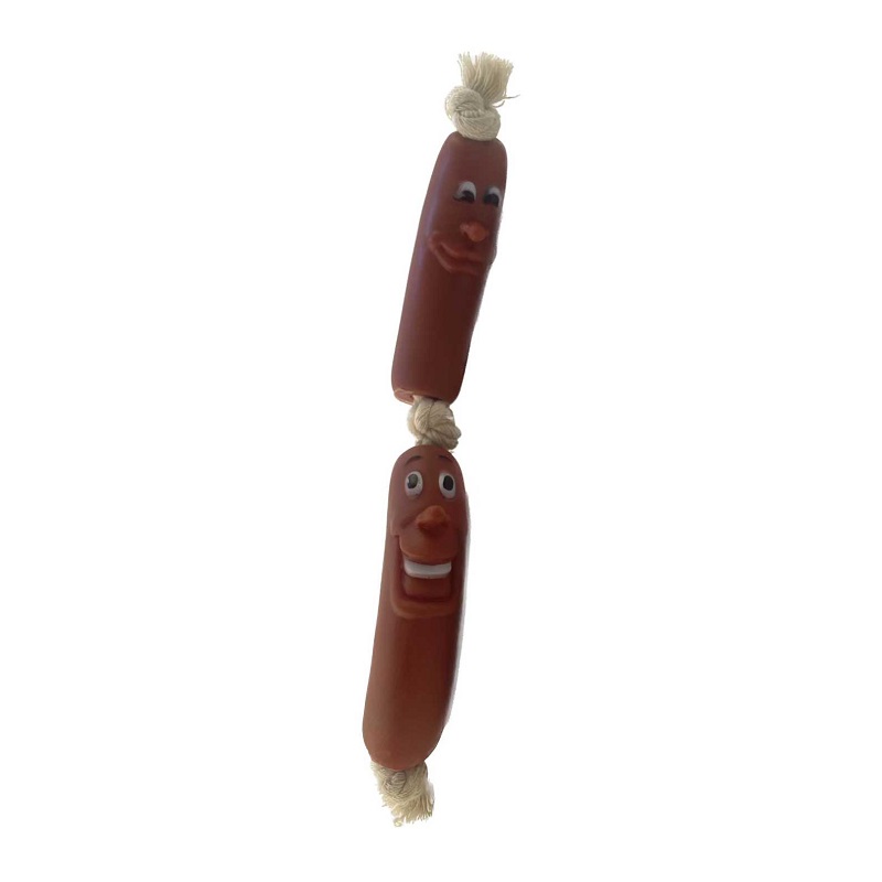 Παιχνίδι σκύλου Latex λουκάνικα με σχοινί - 23x3.5cm - 12pcs - 550377