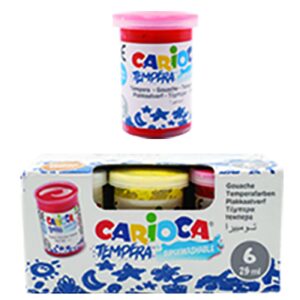 Δακτυλομπογιά Τέμπερα Carioca Σετ=6 χρ. με Πινέλο 6x25mL Carioca 40433