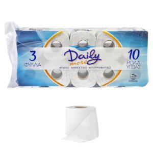 Χαρτί Υγείας Daily new πακ=10 Ρολά 3φ 17.3m 82g Daily