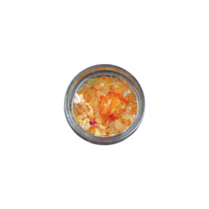 Βαζάκι με πορτοκαλί νιφάδες ονυχοπλαστικής