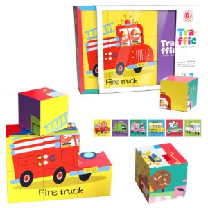 Κύβοι 9 Τεμ,6 σε 1, Οχήματα Traffic 26x20x7cm ToyMarkt 95440