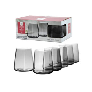 Σετ 6 ποτήρια 380cc γυάλινα, γκρι