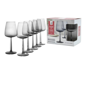 Σετ 6 ποτήρια κρασιού 430cc γυάλινα, γκρι