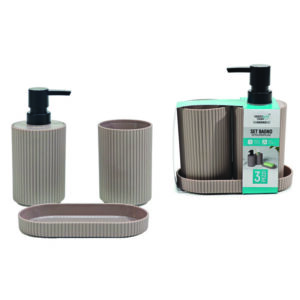Σετ μπάνιου 3 τεμαχίων πλαστικό μπεζ
