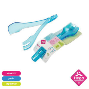 Κουτάλα και πιρούνα σαλάτας-λαβίδα χρωματιστή