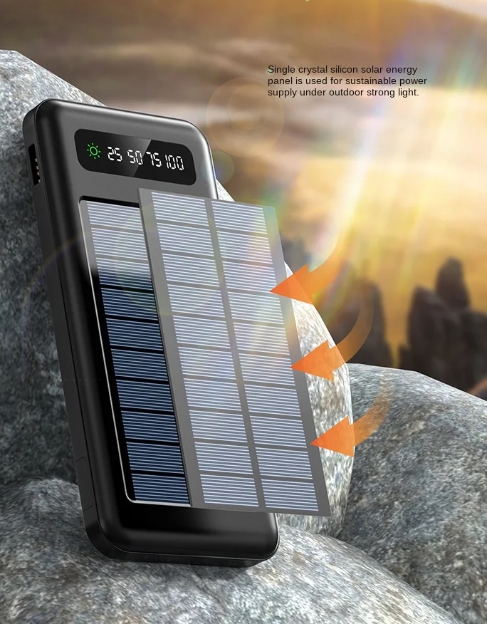 Powerbank με ηλιακό πάνελ - 4in1 - 10.000mah - YM519 - 810392 - Black - Image 2