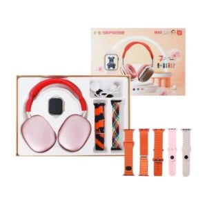 Σετ ασύρματα ακουστικά & Smartwatch με 2 λουράκια - P9 Series 10 - 812235 - Pink