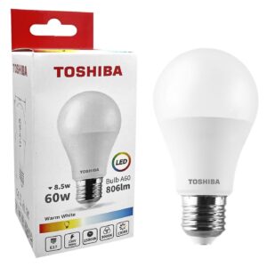 Λάμπα LED Toshiba για Ντουί e27 Θερμό Λευκό 230v n_ std a60 8,5w 3000k, Γωνία Δέσμης 180 Μοίρες  Toshiba 00168800
