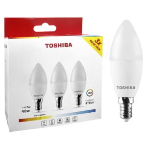 Λάμπες led Toshiba Κερί σετ=3 τεμ N_3pack c37 e14 4,7w 3000k  Toshiba 00168872