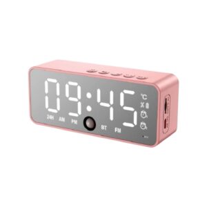 Επαναφορτιζόμενο ηχείο Bluetooth με ψηφιακό ρολόι-ξυπνητήρι - K11 - 886175 - Pink