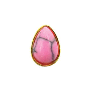 Μεταλλικό διακοσμητικό νυχιών οβάλ με ρόζ πέτρα