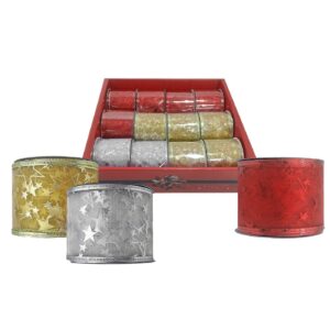 Κορδέλα Χριστουγέννων Οργάντζα-Σχέδιο Αστέρια 6,3cm X5,5m Xmasfest 1132244