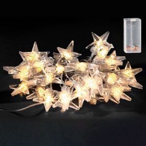 20 Λαμπάκια LED Μπαταρίας Αστέρια Λευκό Θερμό με Controller IP20 2,3m Xmasfest 1132583