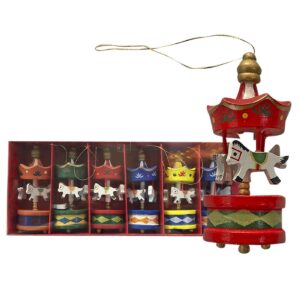 Καρουζέλ Στολίδια Ξύλινα Κρεμαστά 6 τεμ 21x9cm Xmasfest 1132733