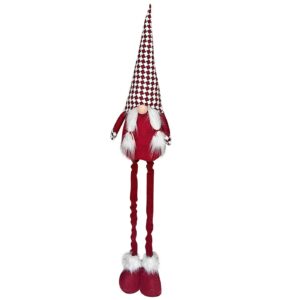 Άγιος Νάνος Γίγας με Καρό Σκούφο Κοτσίδες 100cm Xmasfest 1133324