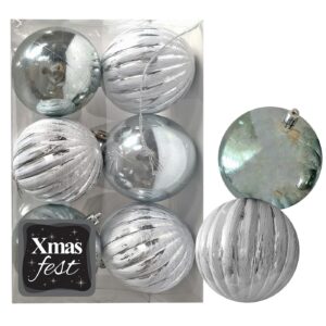 Μπάλες Ανάγλυφες Αντικέ μιξ με Γκριζοπράσινες πακ=6τεμ φ6 ø6cm Xmasfest 1133581
