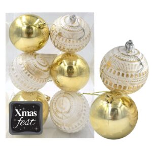 Μπάλες Ανάγλυφες Αντικέ μιξ με Χρυσές πακ=6τεμ φ6 ø6cm Xmasfest 1133585